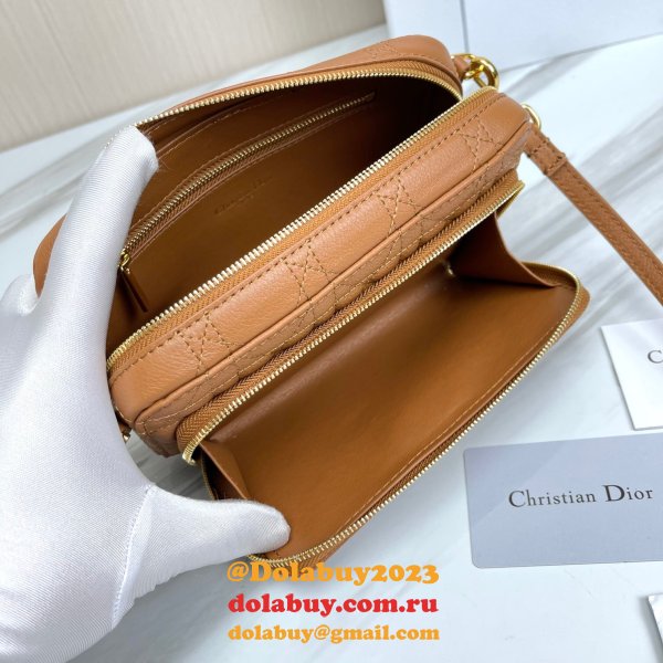 High Quality Dior Caro Bag Brown Supple Cannage Calfskin Fashion