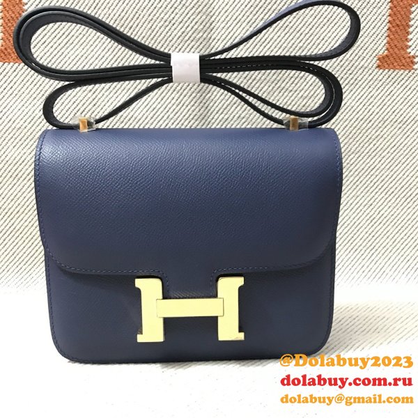 Hermes Constance Bag 18cm Epsom Leather dark blue Wholesale