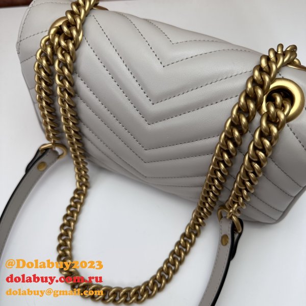 Grey GG Marmont 446744 Mini Matelassé Gucci Copys Bag