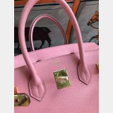 Hermes Birkin Epsom leather Handbags Pink Golden 1:1 Mirror