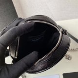 Inspired YSL Vinyle round camera bag 610436 chevron-quilted