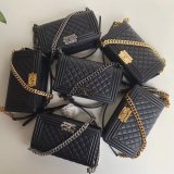 AAA+ CC Le Boy  Luxury Best Black Bags Caviar 25cm