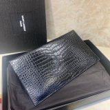 YSL Wholesale Clutch in embossed crocodile shiny black leather