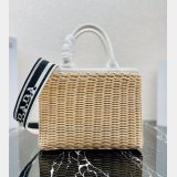 Top Quality 7 Star prada Wicker and canvas tote bag