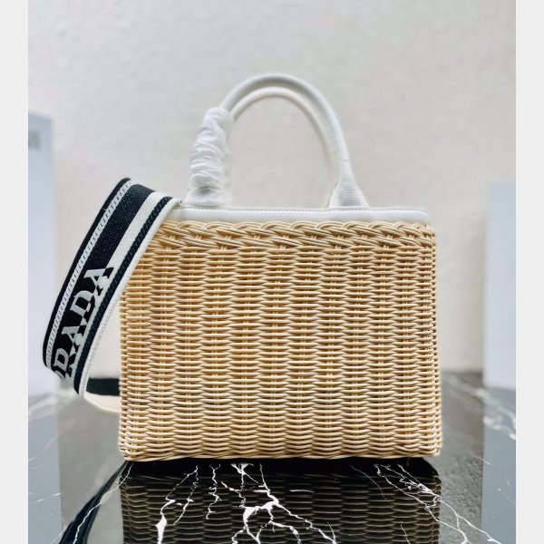 Top Quality 7 Star prada Wicker and canvas tote bag