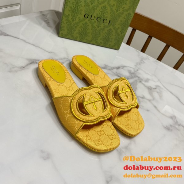 1:1 Mirror GUCCI INTERLOCKING G CUT-OUT SANDAL FLAT