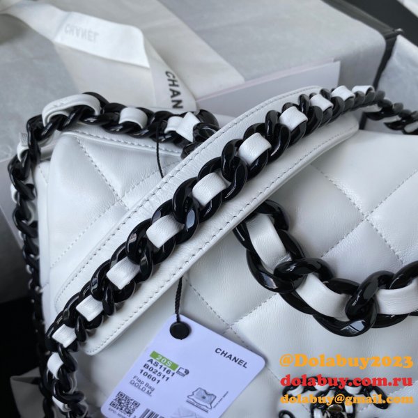 Best Fake Lambskin Gold-Tone AS1160 White/Black 19 Handbags Online Sale