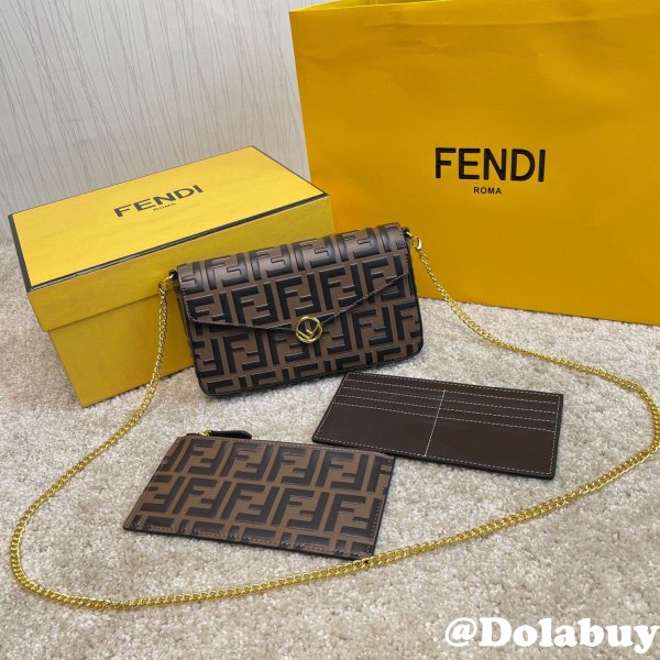 Fendi Inspired Fashion 212200 Maca embossing Brown Bags