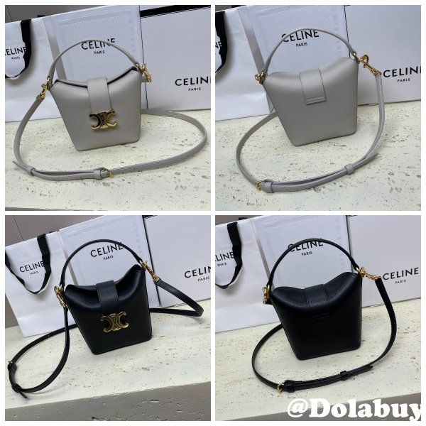 Duplicate Celine 10K943 Bucket Triomphe Smooth Designer Bag