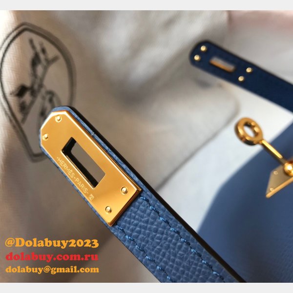 Hermes Blue Mini Kelly Cheap Handbag Epsom leather