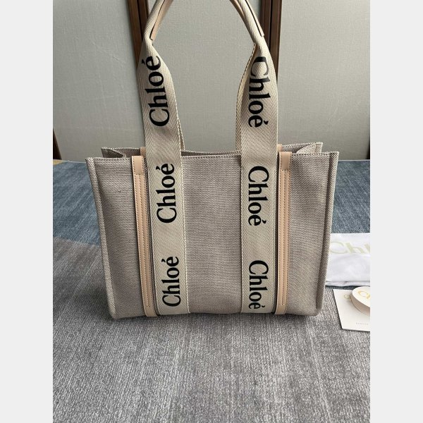 Designer Quality Chloe Woody Tote Bag in Cotton Canvas 36CM