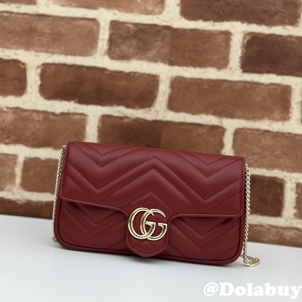 Gucci 1:1 Mirror GG Marmont Mini Crossbody Luxury 751526 Red Bag