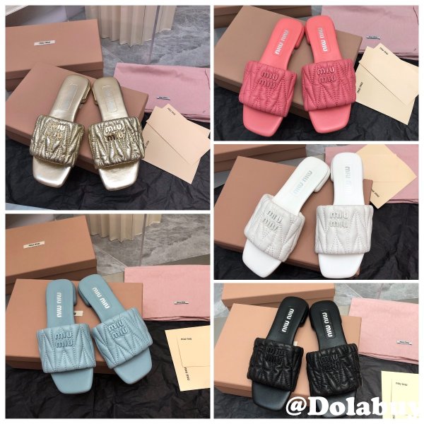 Wholesale High Quality bag Miu Miu Copy Flat Sandals and Slippers Shoes