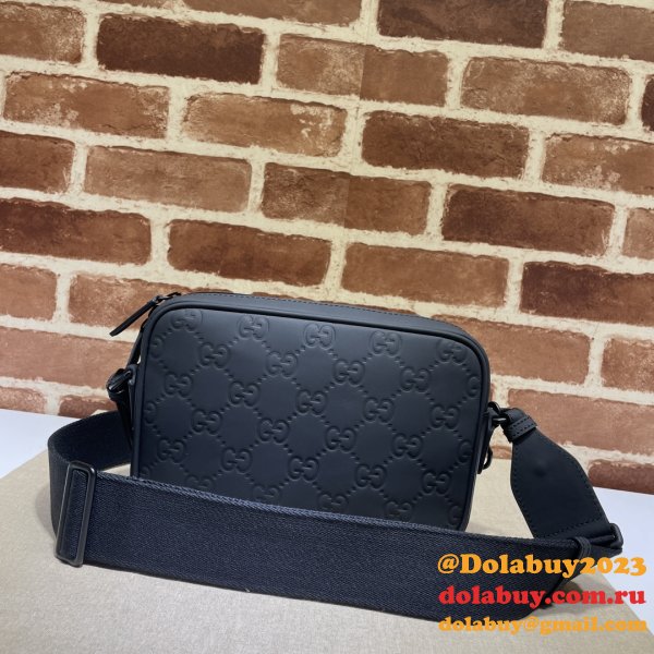 GG Crossbody Cheap Gucci Rubber-effect 771293 Black Bag