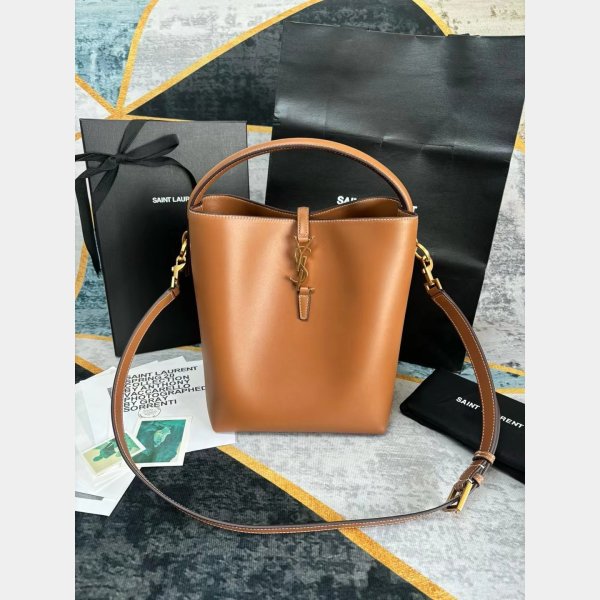 Le 37 In Shiny Leather Hobo Buckets 742828 Fake Saint Laurent Bag