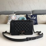 High Quality CC Le Boy 7 Star Best Black Bags lambksin 20cm