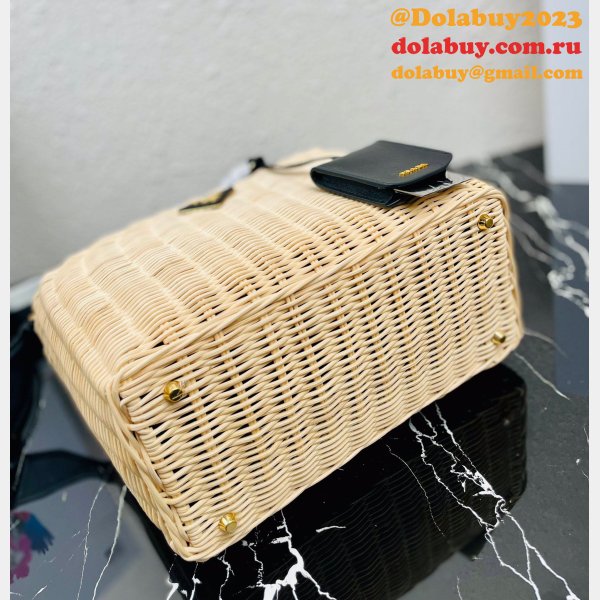 Top Quality 7 Star prada Wicker and canvas tote bag