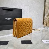 Saint Laurent Becky Small Brown Monogram 7 Star Quilted Shoulder