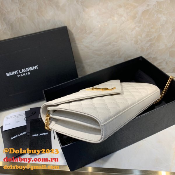 YSL Duplicate Saint Laurent Envelope Wallet on Chain WOC 620280 White Bag