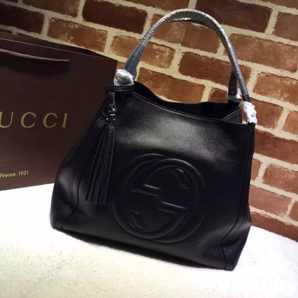 High Quality bags Gucci Best Soho Leather Tote shoulder 282309 Black bag