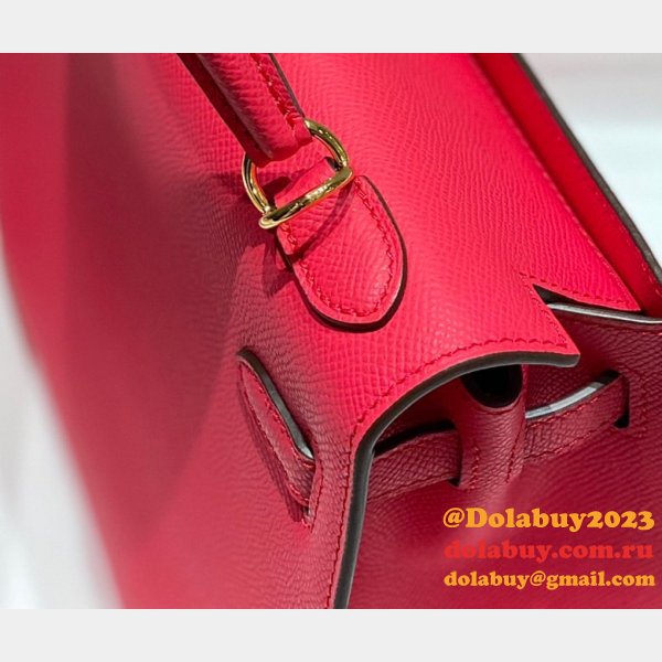 High Quality Fake Hermes Epsom Kelly 19/25/28CM Red Bag For Sale