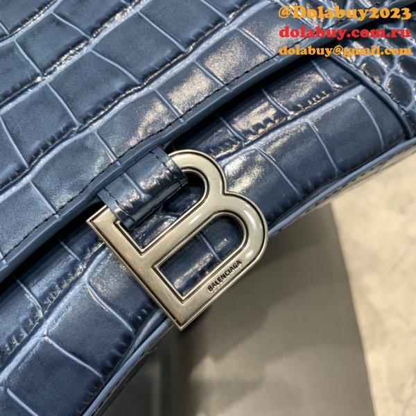 Balenciaga Hourglass New Copy Bag Crocodile Royal Blue