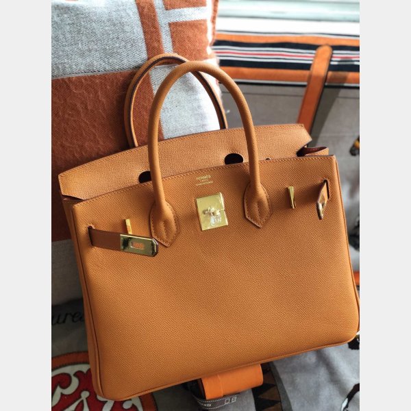 Hermes Birkin Epsom leather Handbags Orange Golden 7 Star