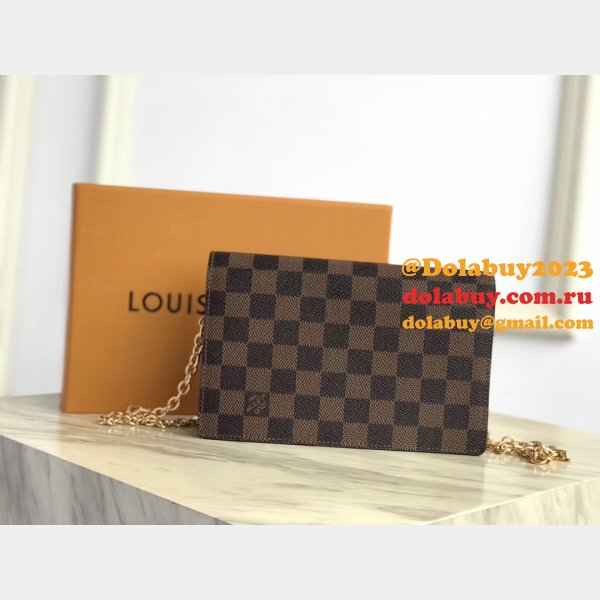 Louis Vuitton Wholesale Vavin Chain Wallet Damier Ebene N60221 Brown