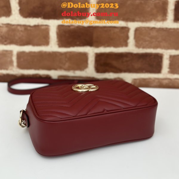 Gucci Perfect Knockoff Wholesale 447632 GG Marmont Small Matelassé Shoulder Red Bag