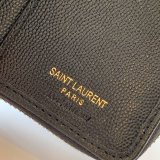 Inspired Saint Laurent monogram compact zip around black wallet