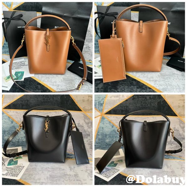 Le 37 In Shiny Leather Hobo Buckets 742828 Fake Saint Laurent Bag