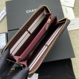 1:1 Mirror CC Leather Matelasse Round Zipper Long Wallet A50097