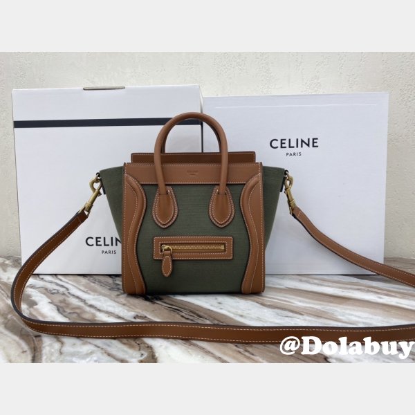 Designer Duplicate Celine Brown/Green Luggage Bags For Sale