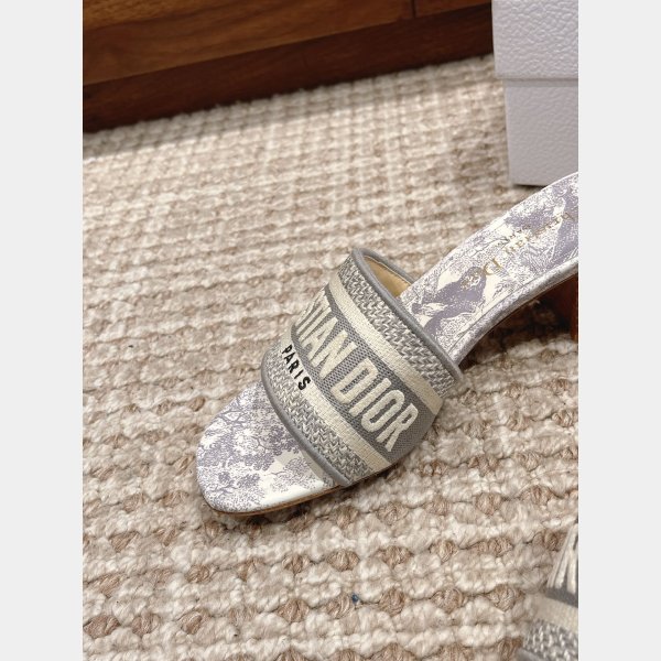 Perfect Designer Dior Dway One-word embroidered slippers Shoes Online