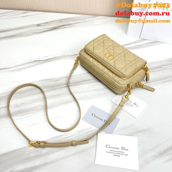 High Quality Dior Caro Bag Brown Supple Cannage Calfskin Fashion