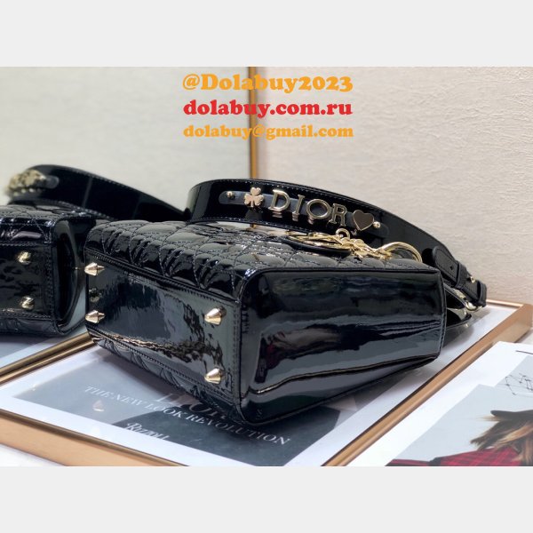 Knockoff DIOR LADY MY ABC Wholesale PATENT LEATHER HANDBAG 20cm