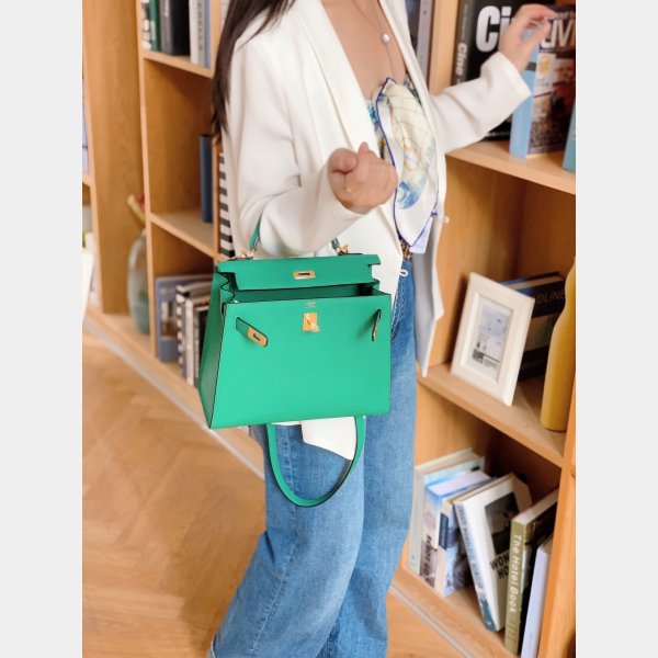 High Quality bag Hermes Vert Jade Green Kelly Online Store Bag