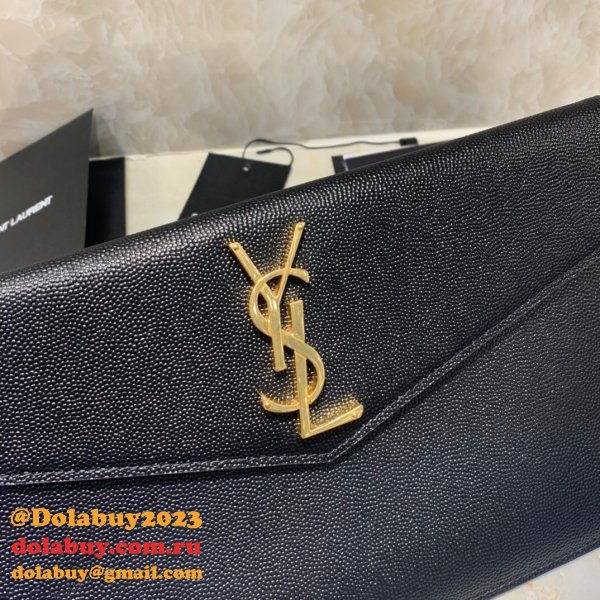 YSL Designer CLUTCH IN GRAIN DE POUDRE EMBOSSED LEATHER