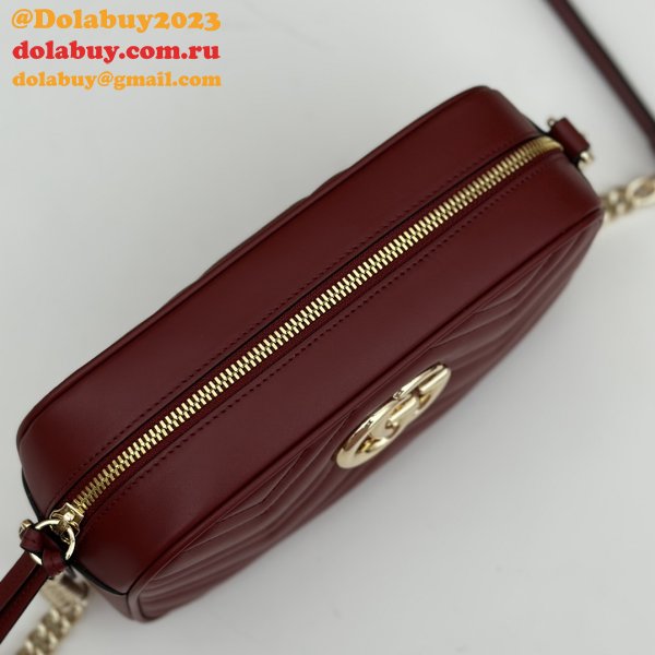 Gucci Perfect Knockoff Wholesale 447632 GG Marmont Small Matelassé Shoulder Red Bag