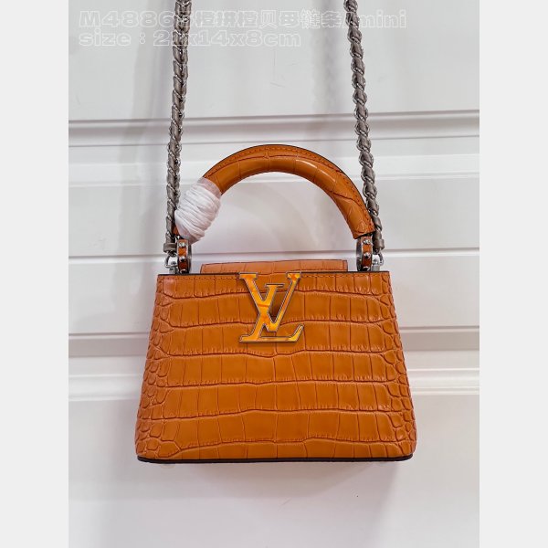 The Knockoff Quality Capucines Louis Vuitton M48865 Orange Chain Fake Bag