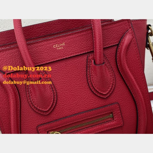 Celine Copy Red Luggage Nano Shopper 168243 Women's Leather