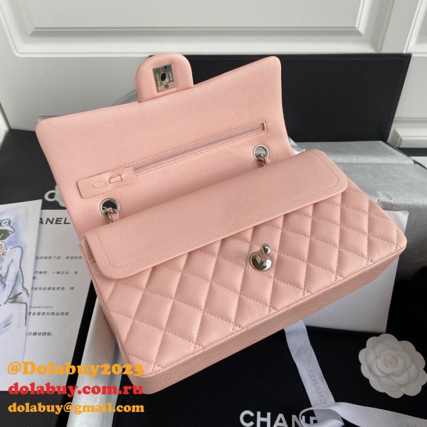 CC Copy 25.5CM Classic Flap Bag Caviar Leather A01112 Pink