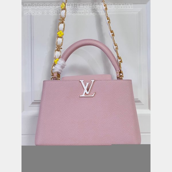 Pink White M48865 Flower Chain Knockoff The Capucines Perfect LV Bag