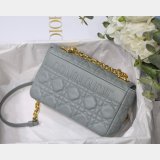 UK Dior Caro Bag Black Soft Cannage Calfskin Gray