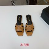 Tribute Mules Vegetable-Tanned Leather Saint Laurent Fake Shoes