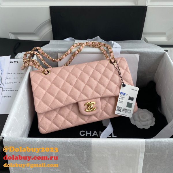 CC Copy 25.5CM Classic Flap Bag Caviar Leather A01112 Pink