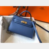 Hermes Blue Mini Kelly Cheap Handbag Epsom leather