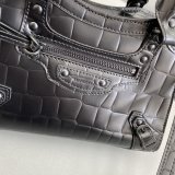 High Quality bag Balenciaga cuag black crocodile bag