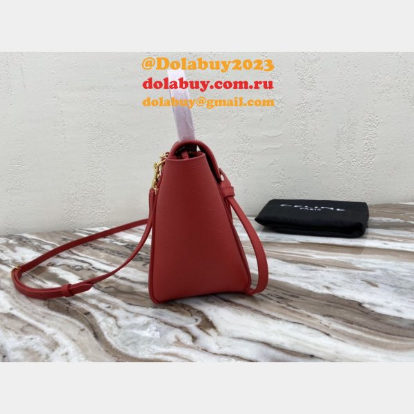 Celine Luxury nano belt red bag in grained calfskin