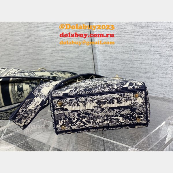 Top Quality Fake Lady Embroidery Canvas Dior 24CM High Quality bag Bag